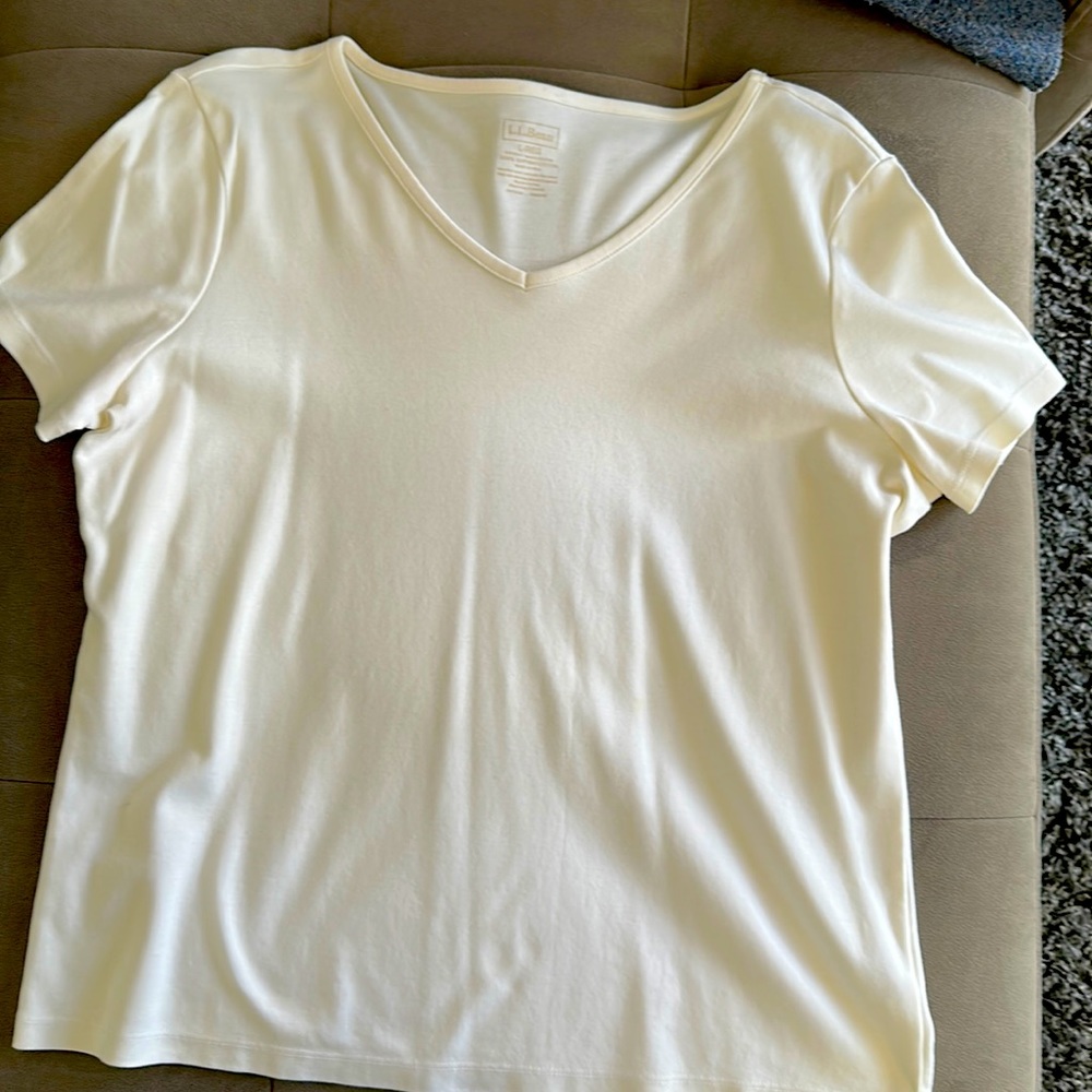 LLBean Cream Crew Neck Top